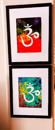 Om painting , Original alcohol ink and acrylic-Framed-Home Decor